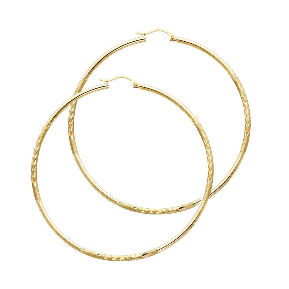 14K Yellow Gold Basic & Fancy Hoop Earring - ER161