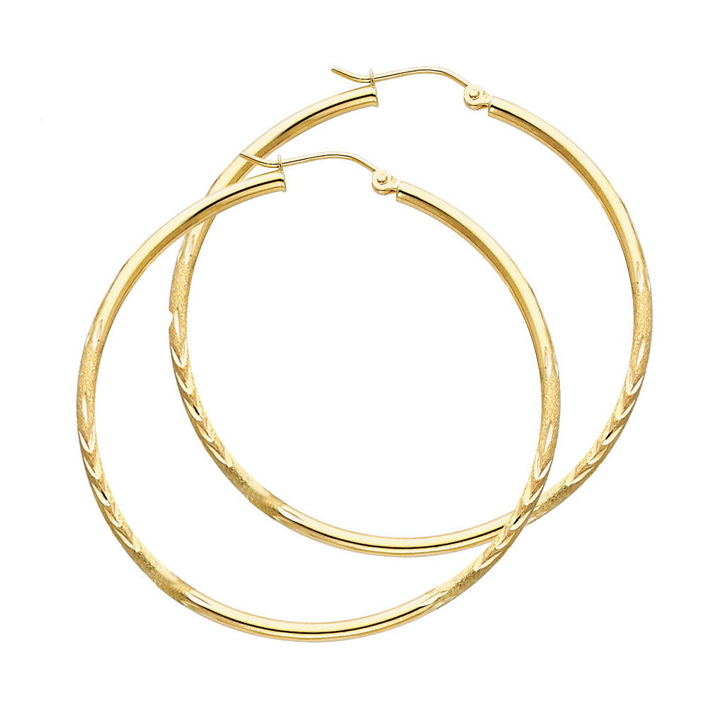 14K Yellow Gold Basic & Fancy Hoop Earring - ER162