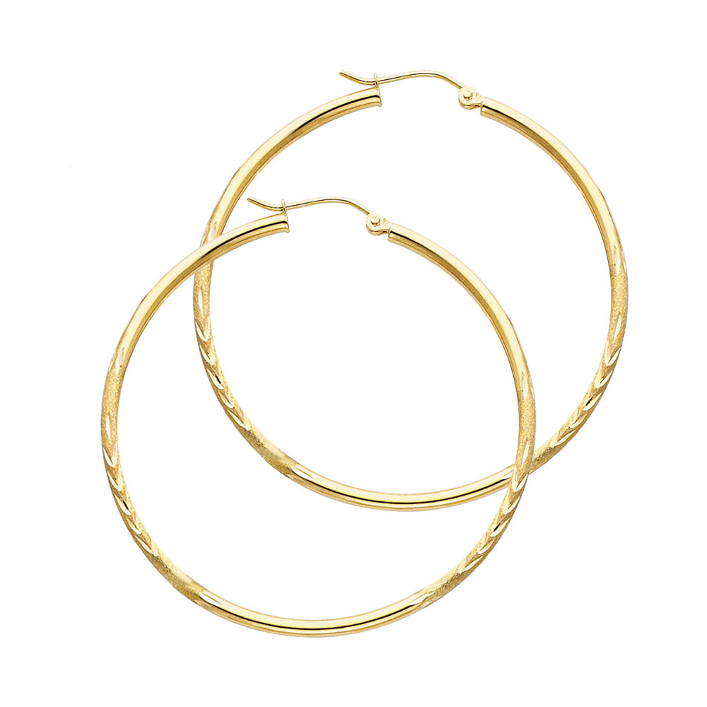 14K Yellow Gold Basic & Fancy Hoop Earring - ER163