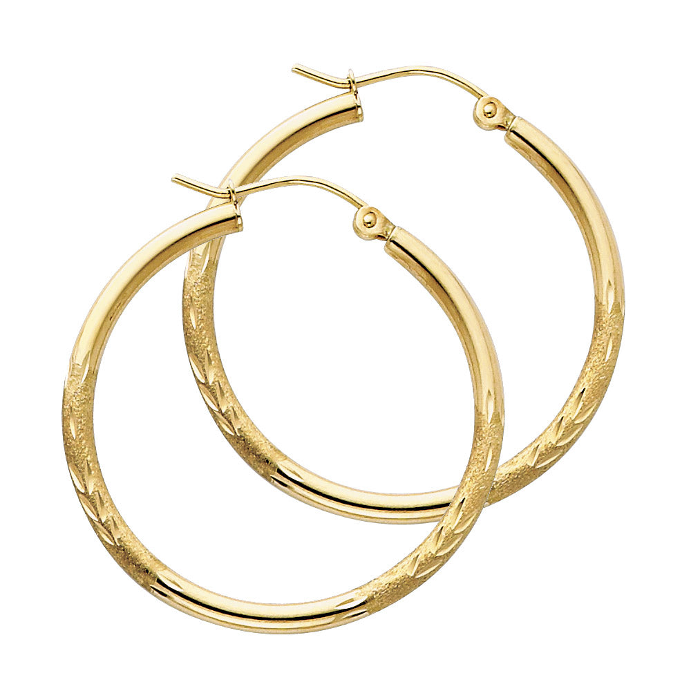 14K Yellow Gold Basic & Fancy Hoop Earring - ER164