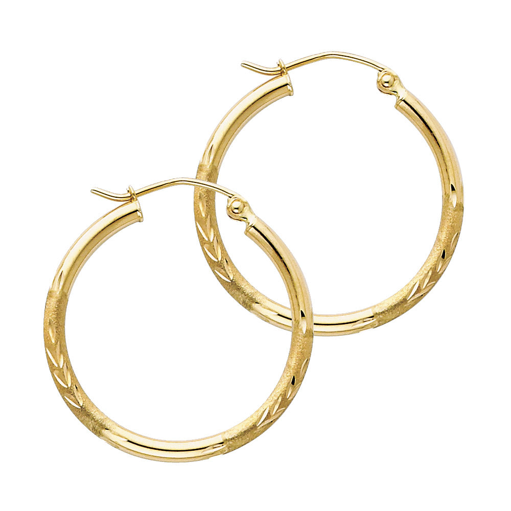 14K Yellow Gold Basic & Fancy Hoop Earring - ER165