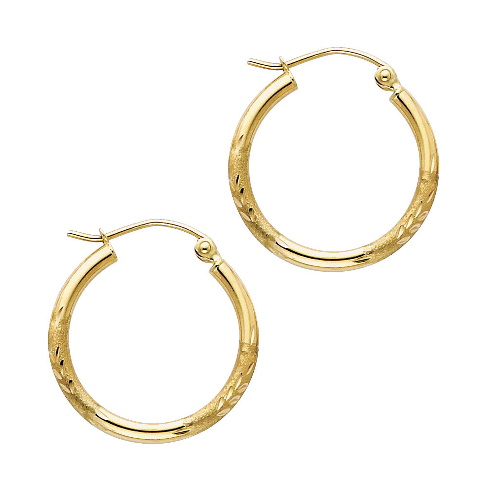 14K Yellow Gold Basic & Fancy Hoop Earring - ER166
