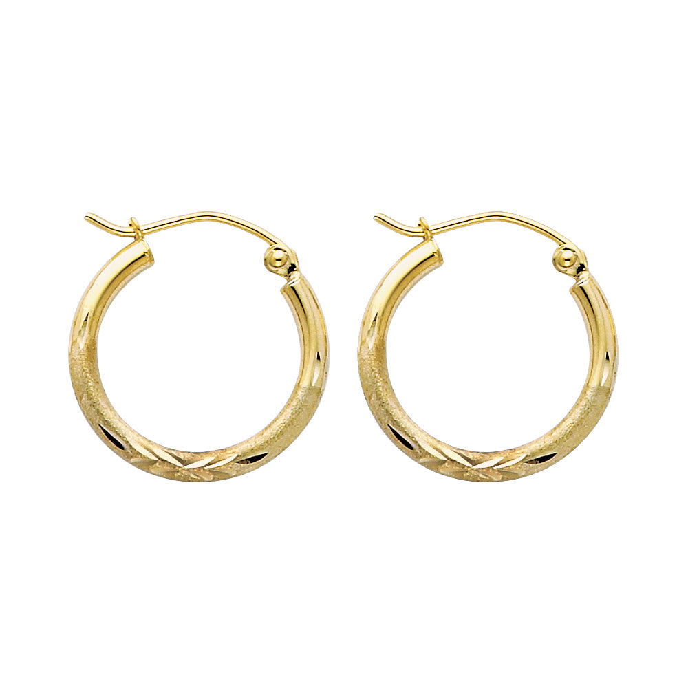 14K Yellow Gold Basic & Fancy Hoop Earring - ER167
