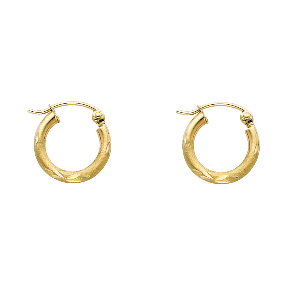 14K Yellow Gold Basic & Fancy Hoop Earring - ER169