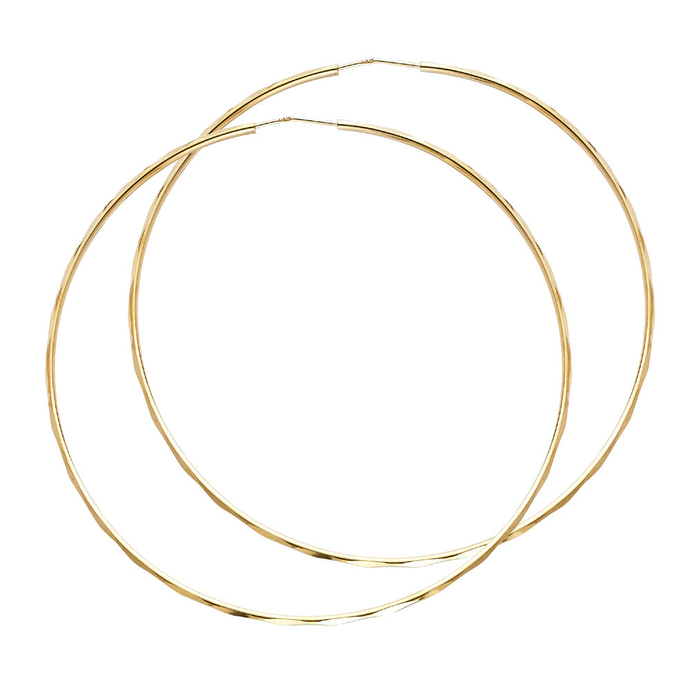14K Yellow Gold Basic & Fancy Hoop Earring - ER178