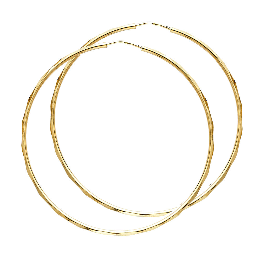 14K Yellow Gold Basic & Fancy Hoop Earring - ER180