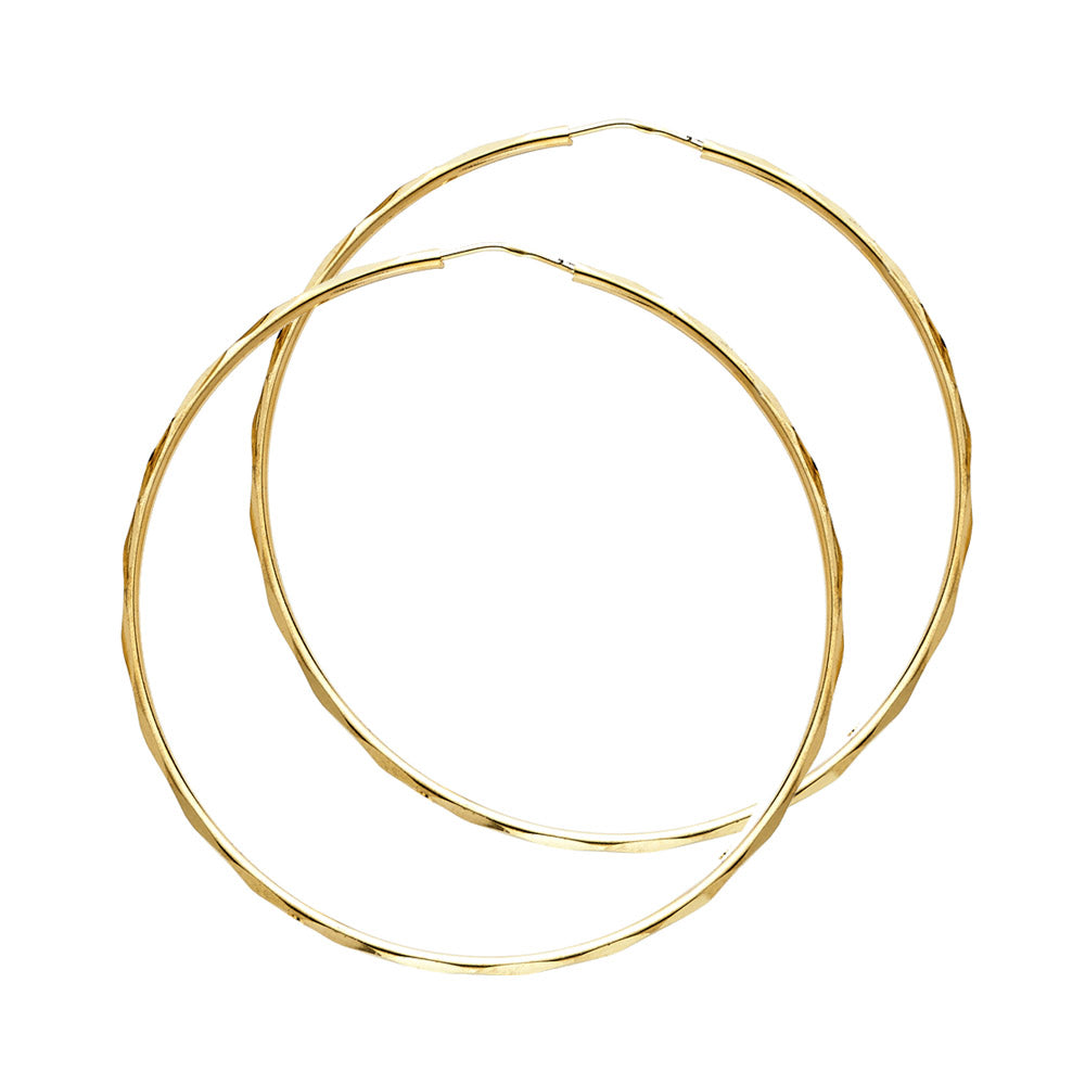 14K Yellow Gold Basic & Fancy Hoop Earring - ER181