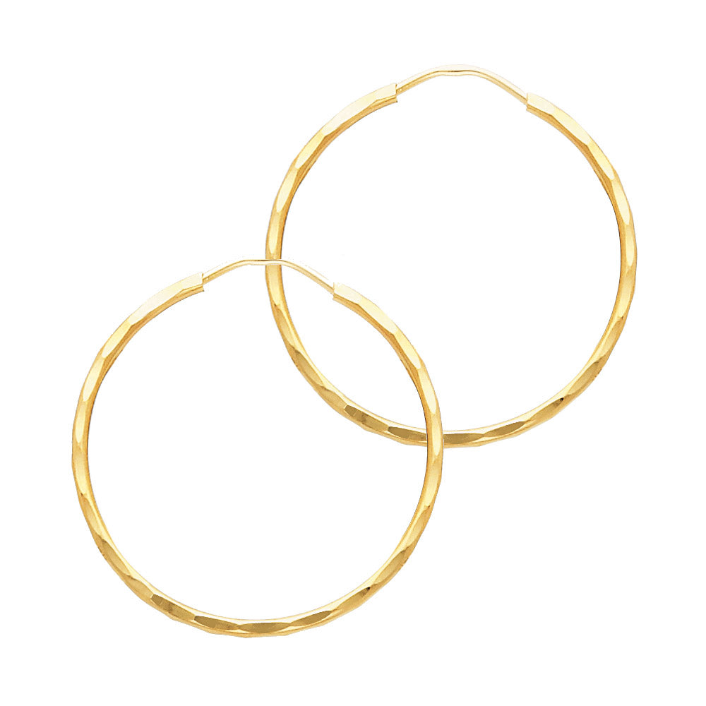 14K Yellow Gold Basic & Fancy Hoop Earring - ER197