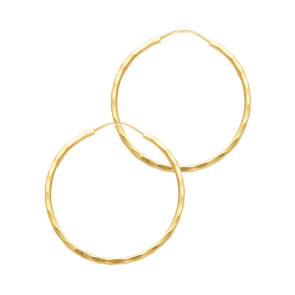 14K Yellow Gold Basic & Fancy Hoop Earring - ER198