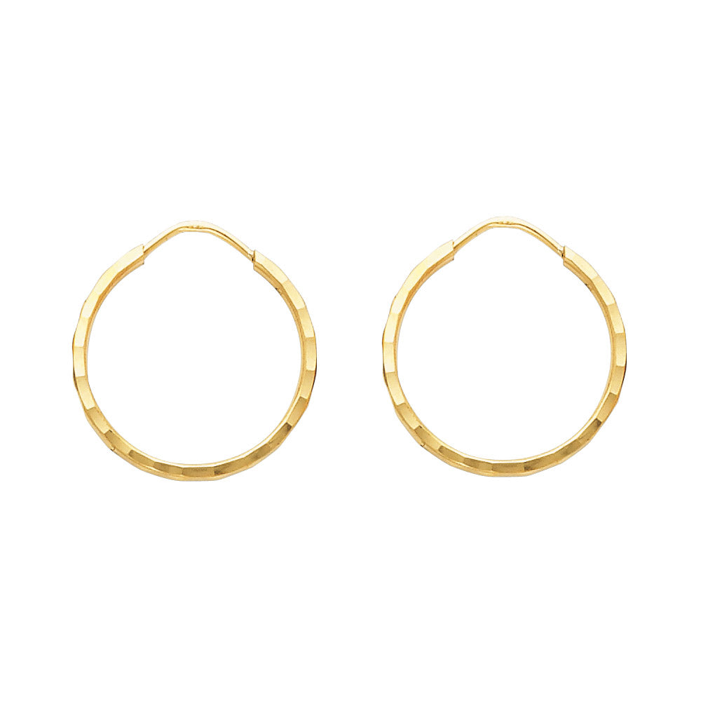 14K Yellow Gold Basic & Fancy Hoop Earring - ER199