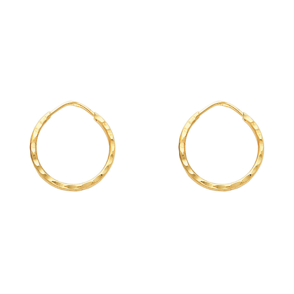 14K Yellow Gold Basic & Fancy Hoop Earring 1.5mm - ER200