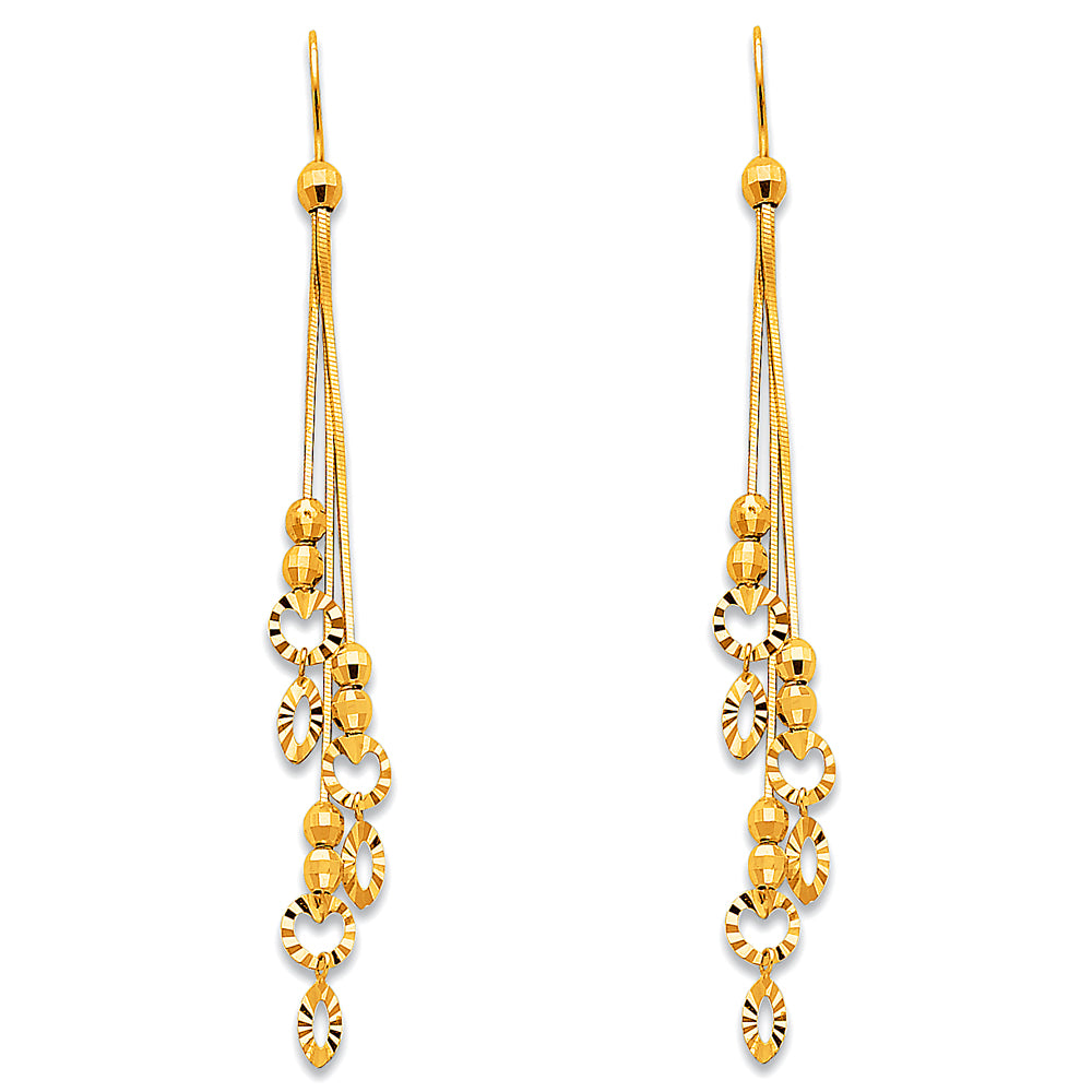 14K Yellow Gold Hanging Earring - ER374