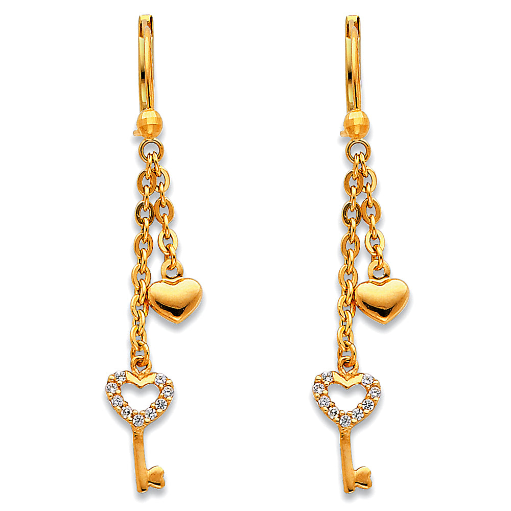 14K Yellow Gold Hanging Earring - ER375