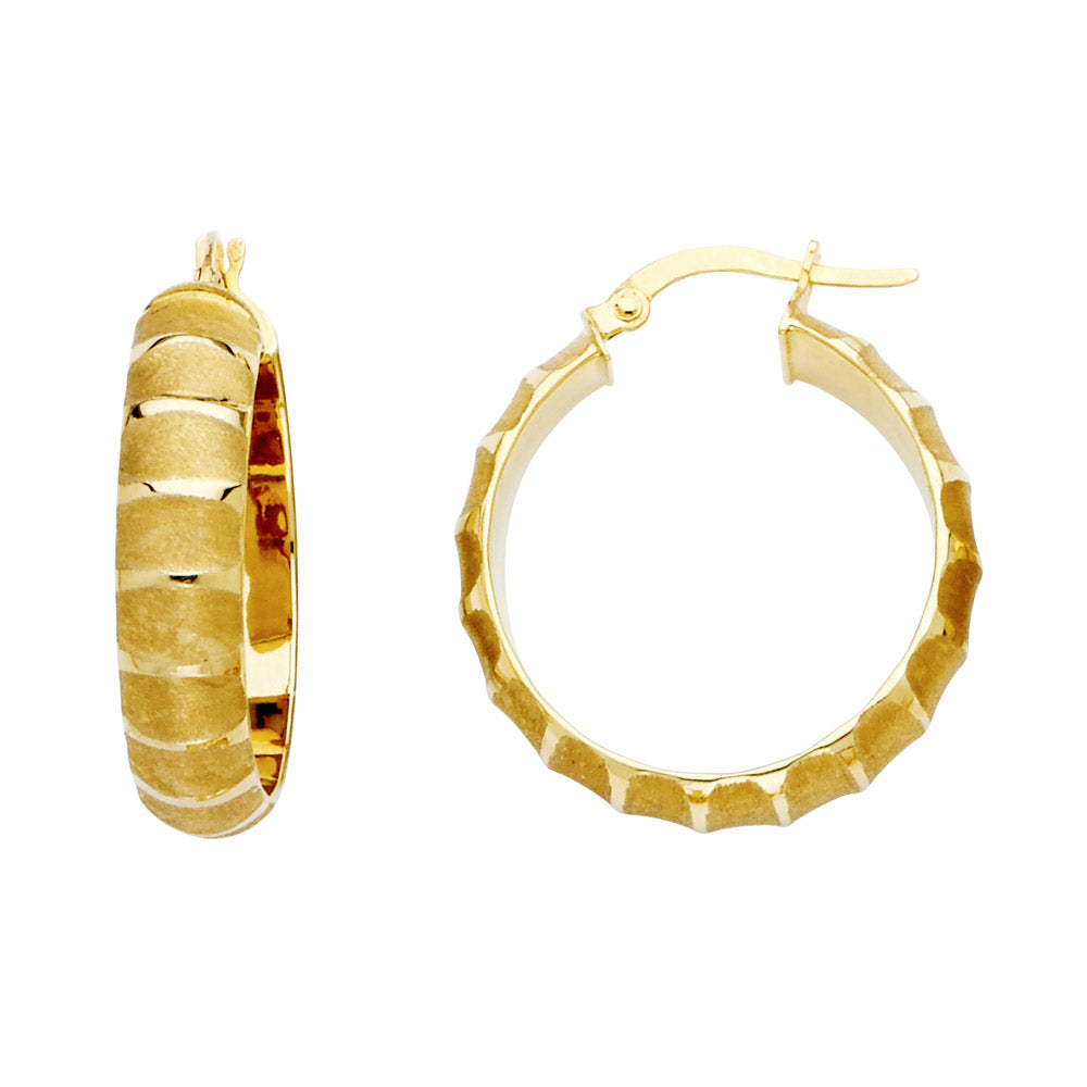 14K Yellow Gold Basic & Fancy Hoop Earring - ER467