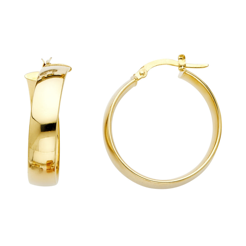 14K Yellow Gold Basic & Fancy Hoop Earring - ER475
