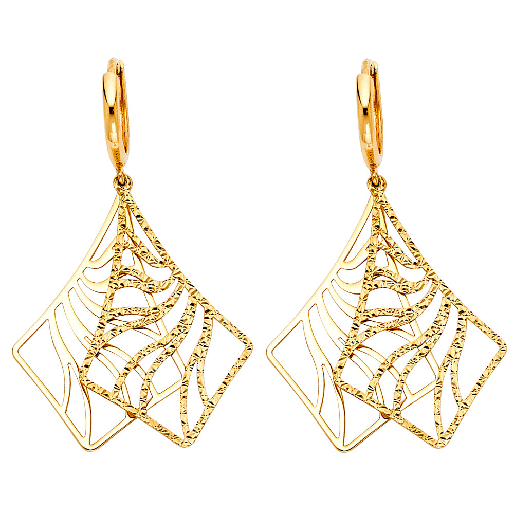 14K Yellow Gold Hanging Earring - ER486