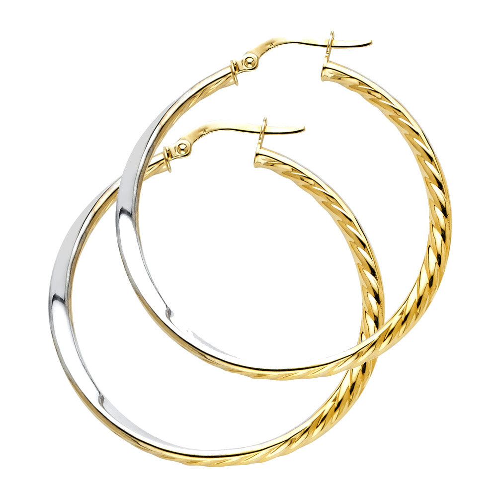 14K Yellow Gold Basic & Fancy Hoop Earring - ER504