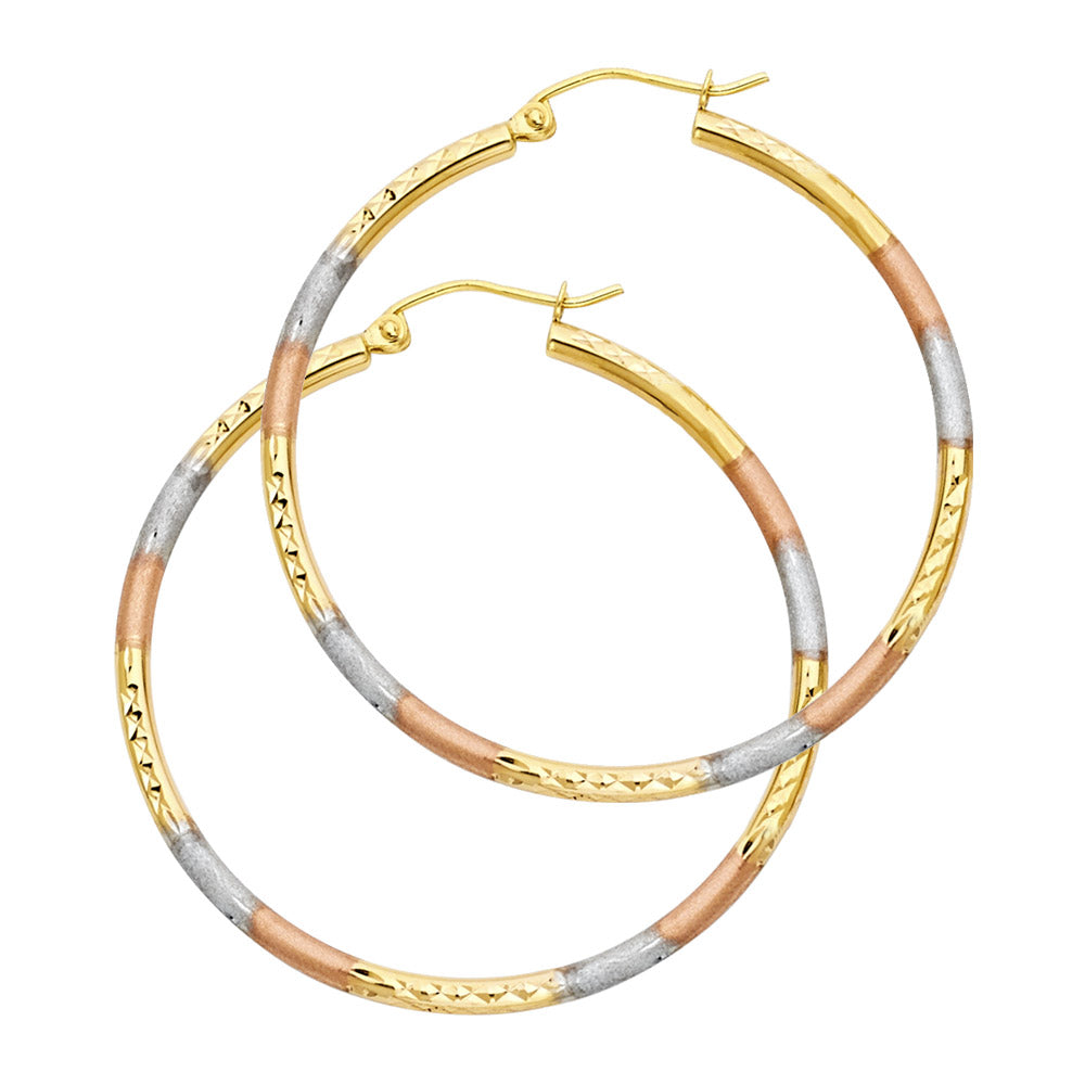 14K Yellow Gold Basic & Fancy Hoop Earring 1.5mm - ER570