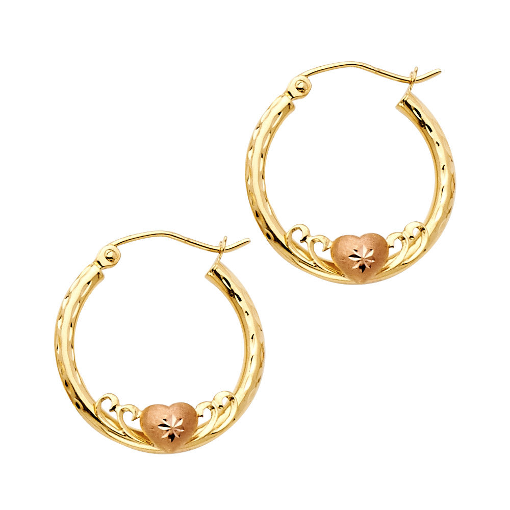 14K Yellow Gold Ball, 3 Color & Fancy Earring - ER574