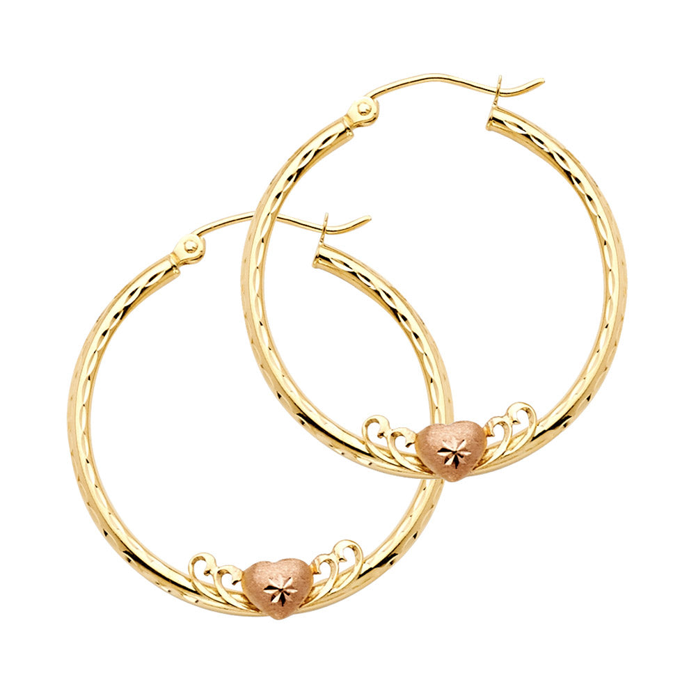 14K Yellow Gold Ball, 3 Color & Fancy Earring - ER575