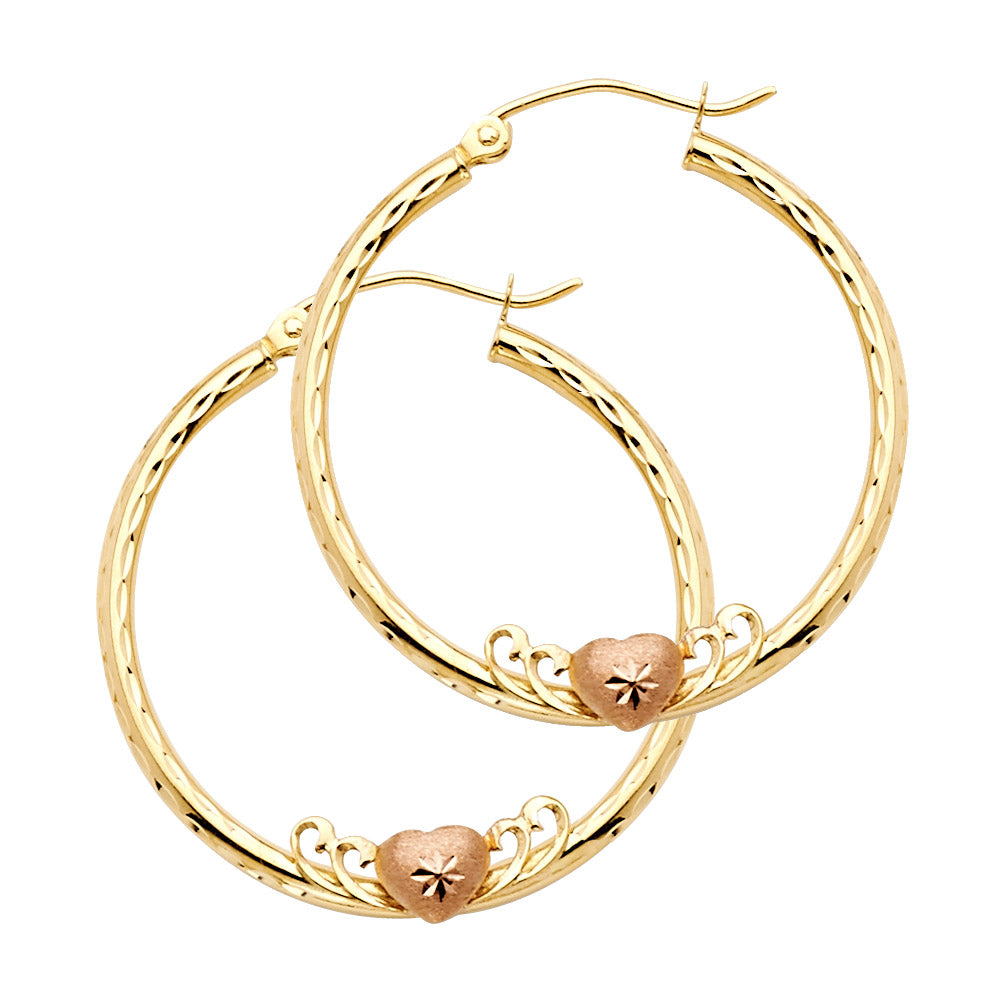 14K Yellow Gold Ball, 3 Color & Fancy Earring - ER576