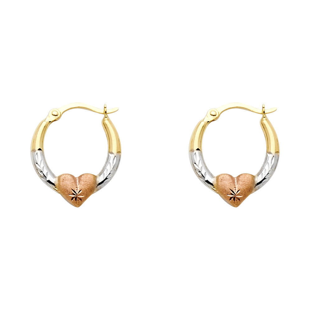14K Yellow Gold Ball, 3 Color & Fancy Earring - ER577