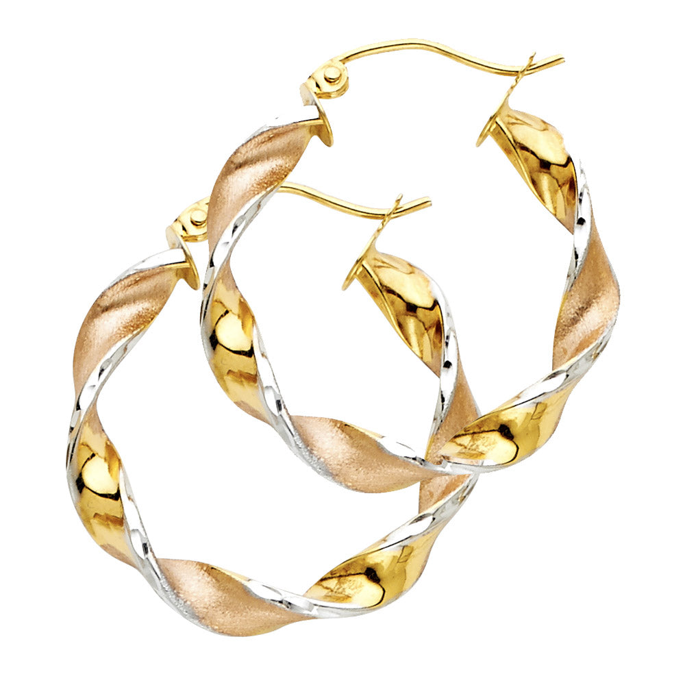 14K Yellow Gold Basic & Fancy Hoop Earring - ER591