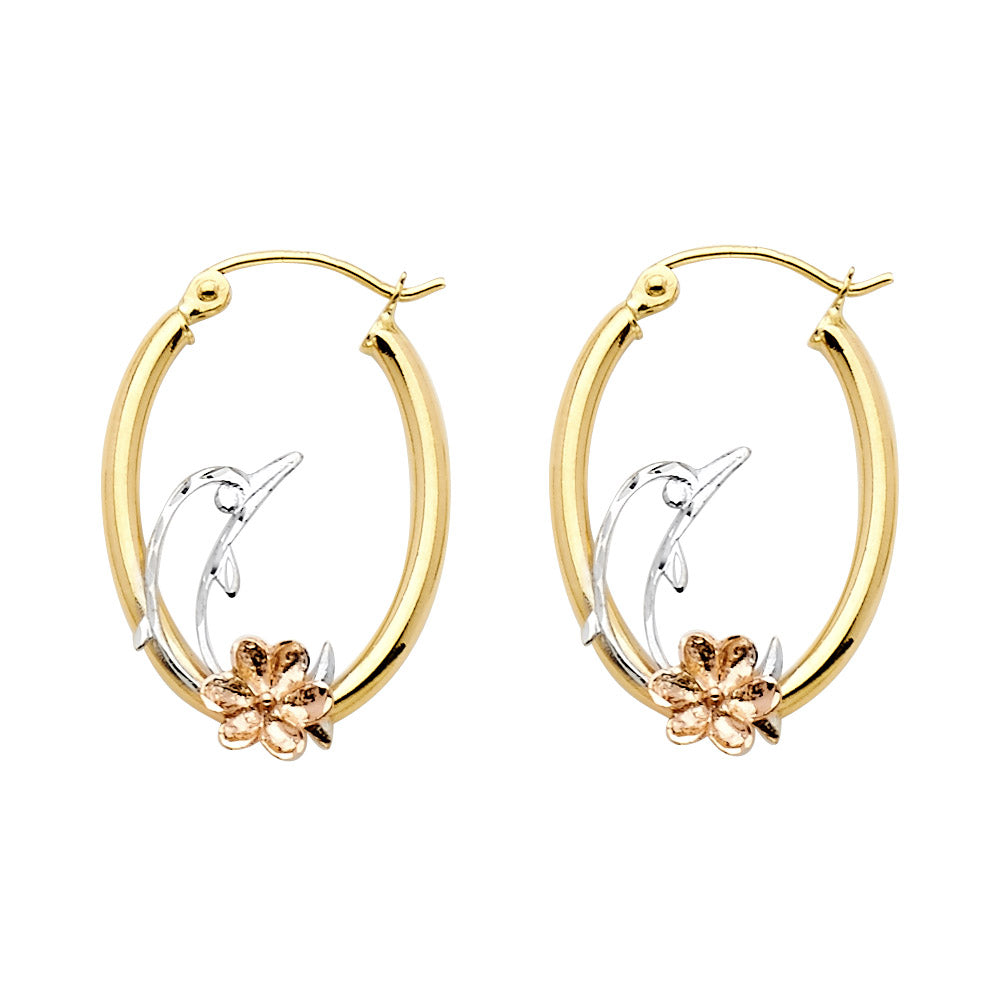 14K Yellow Gold Ball, 3 Color & Fancy Earring - ER592