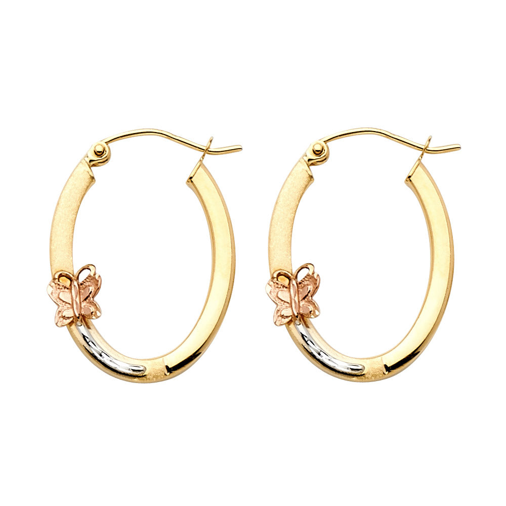 14K Yellow Gold Ball, 3 Color & Fancy Earring - ER593