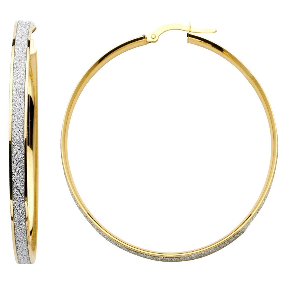 14K Yellow Gold Basic & Fancy Hoop Earring - ER654