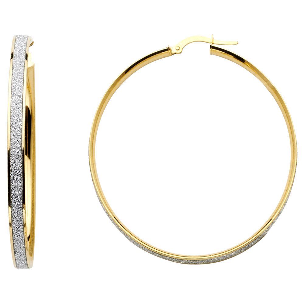 14K Yellow Gold Basic & Fancy Hoop Earring - ER657