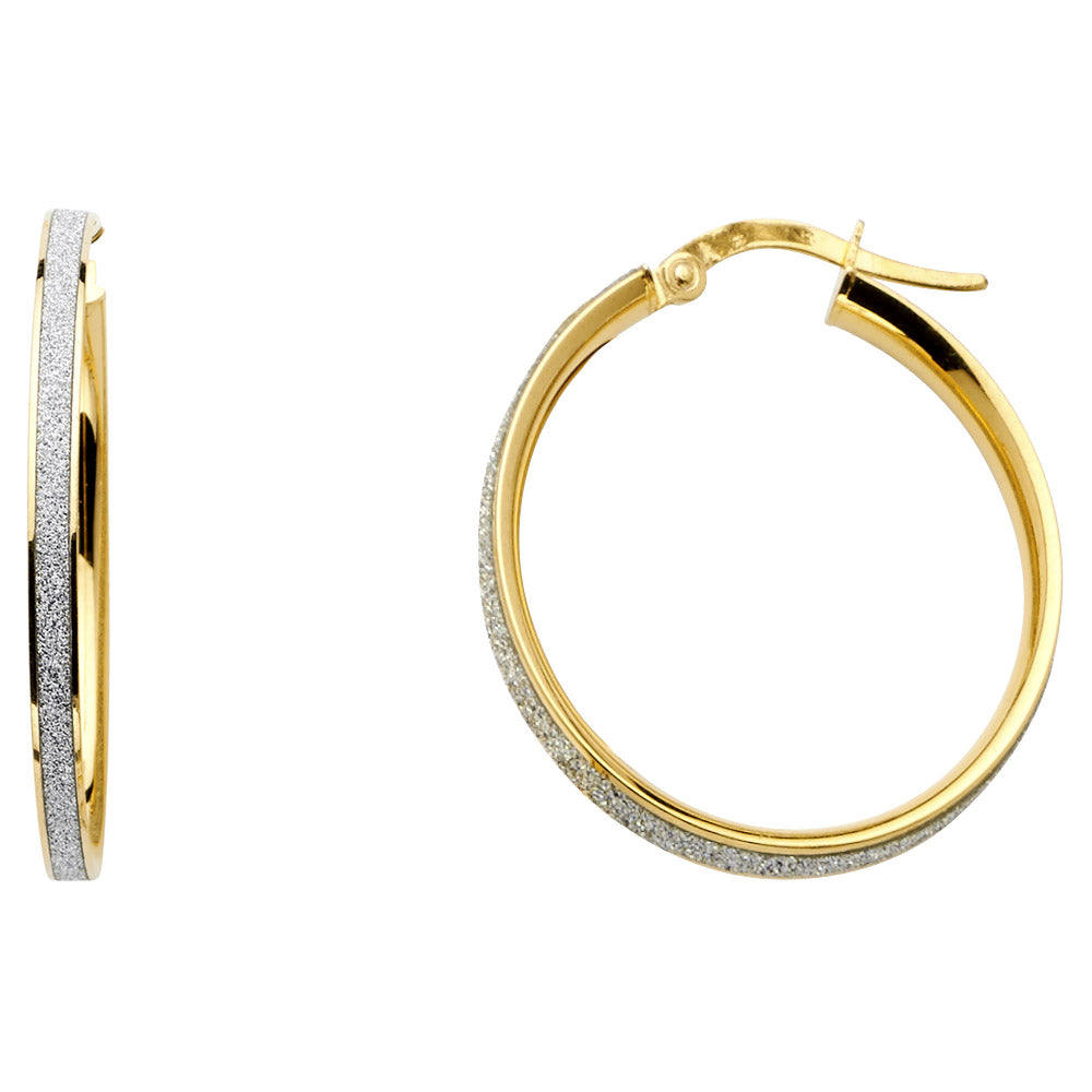 14K Yellow Gold Basic & Fancy Hoop Earring - ER660