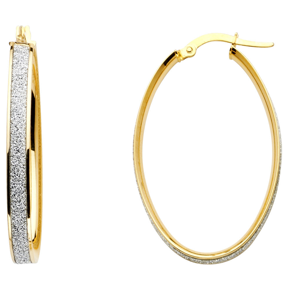 14K Yellow Gold Basic & Fancy Hoop Earring - ER663