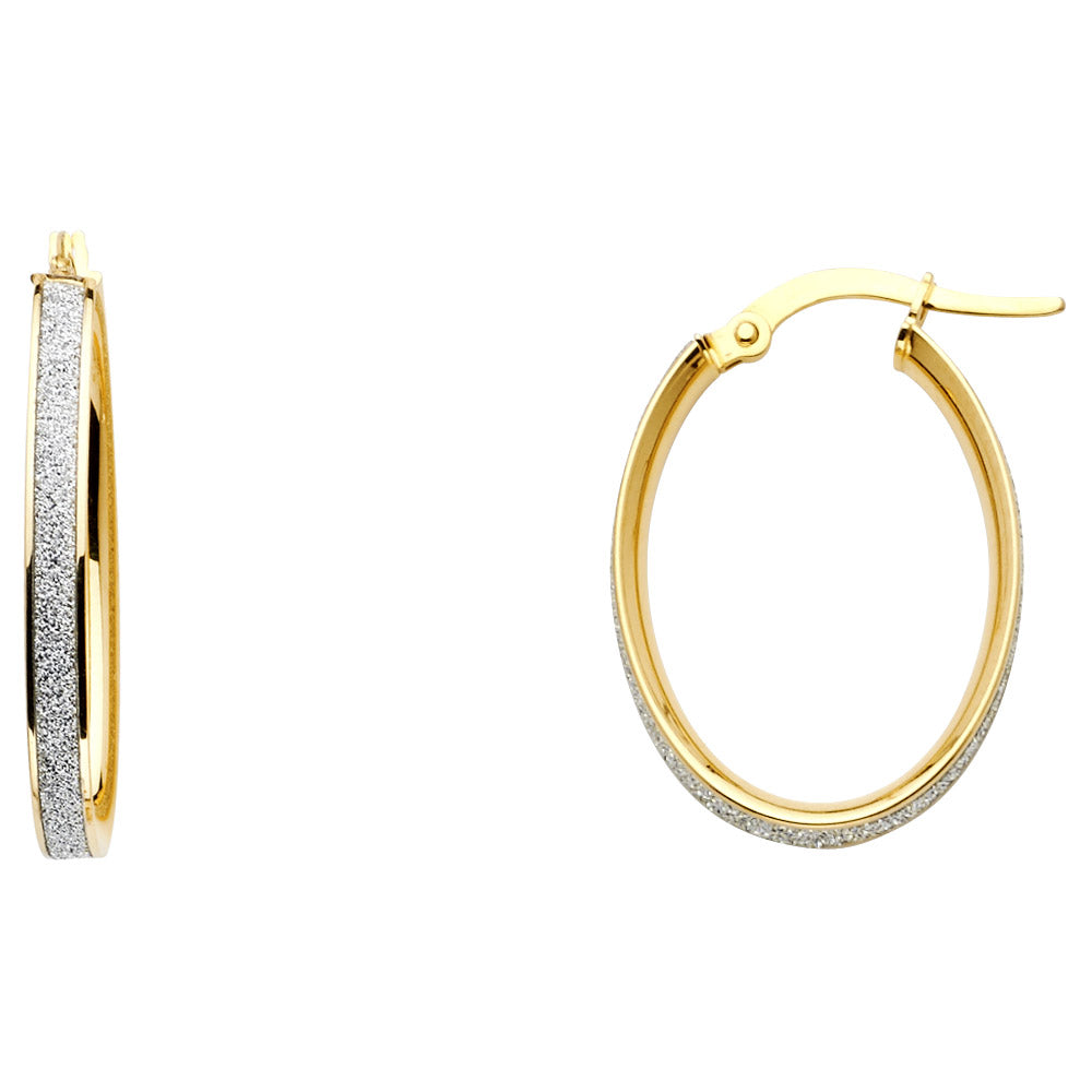 14K Yellow Gold Basic & Fancy Hoop Earring - ER666