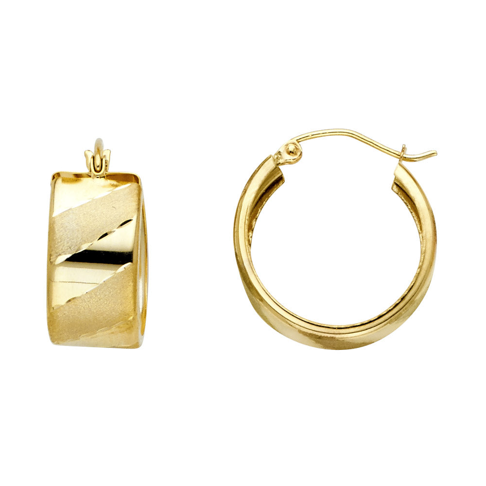 14K Yellow Gold Basic & Fancy Hoop Earring - ER737