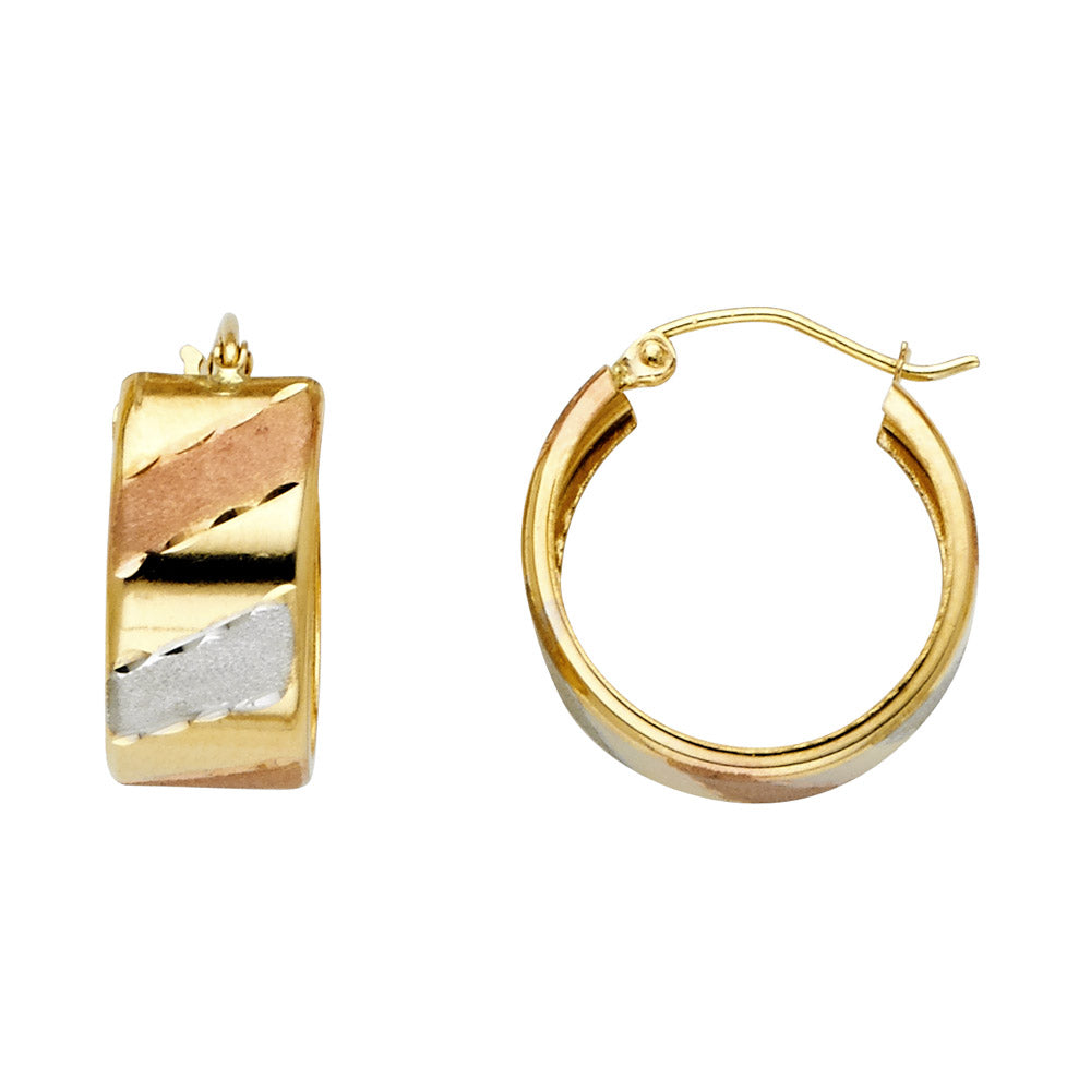14K Yellow Gold Basic & Fancy Hoop Earring - ER739