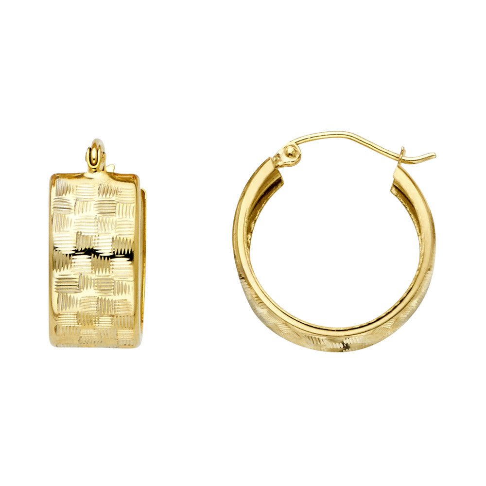 14K Yellow Gold Basic & Fancy Hoop Earring - ER740
