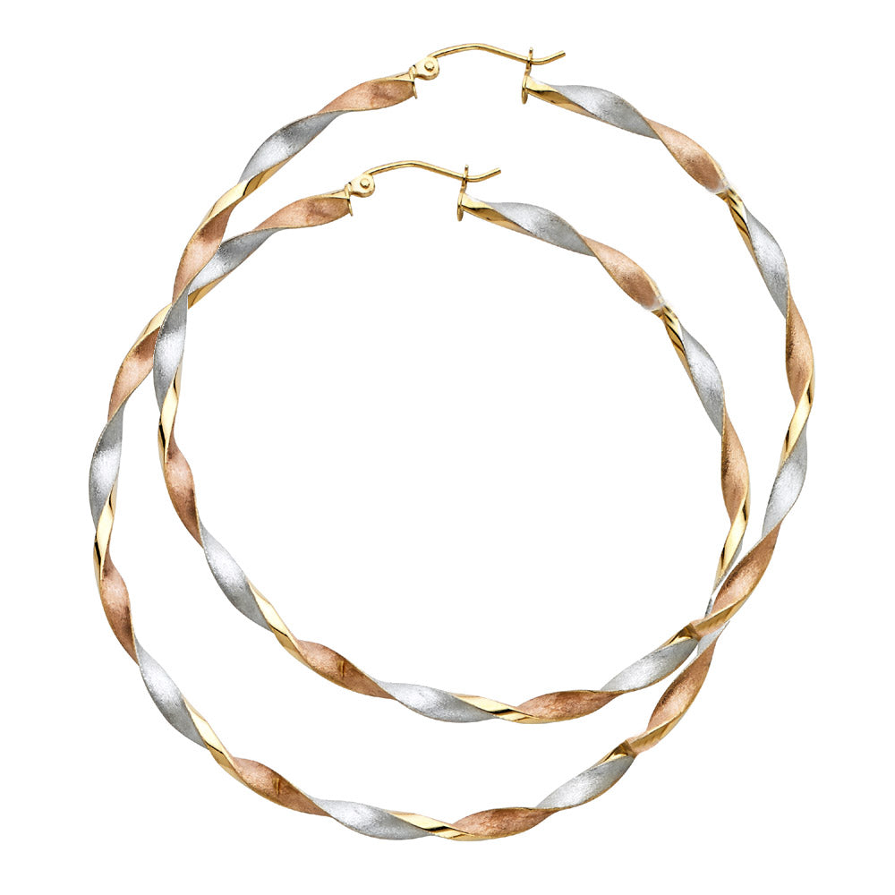 14K Yellow Gold Basic & Fancy Hoop Earring - ER742
