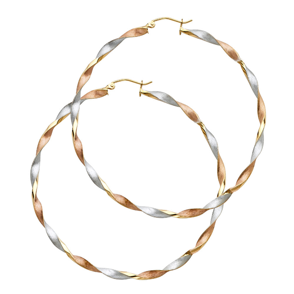 14K Yellow Gold Basic & Fancy Hoop Earring - ER743
