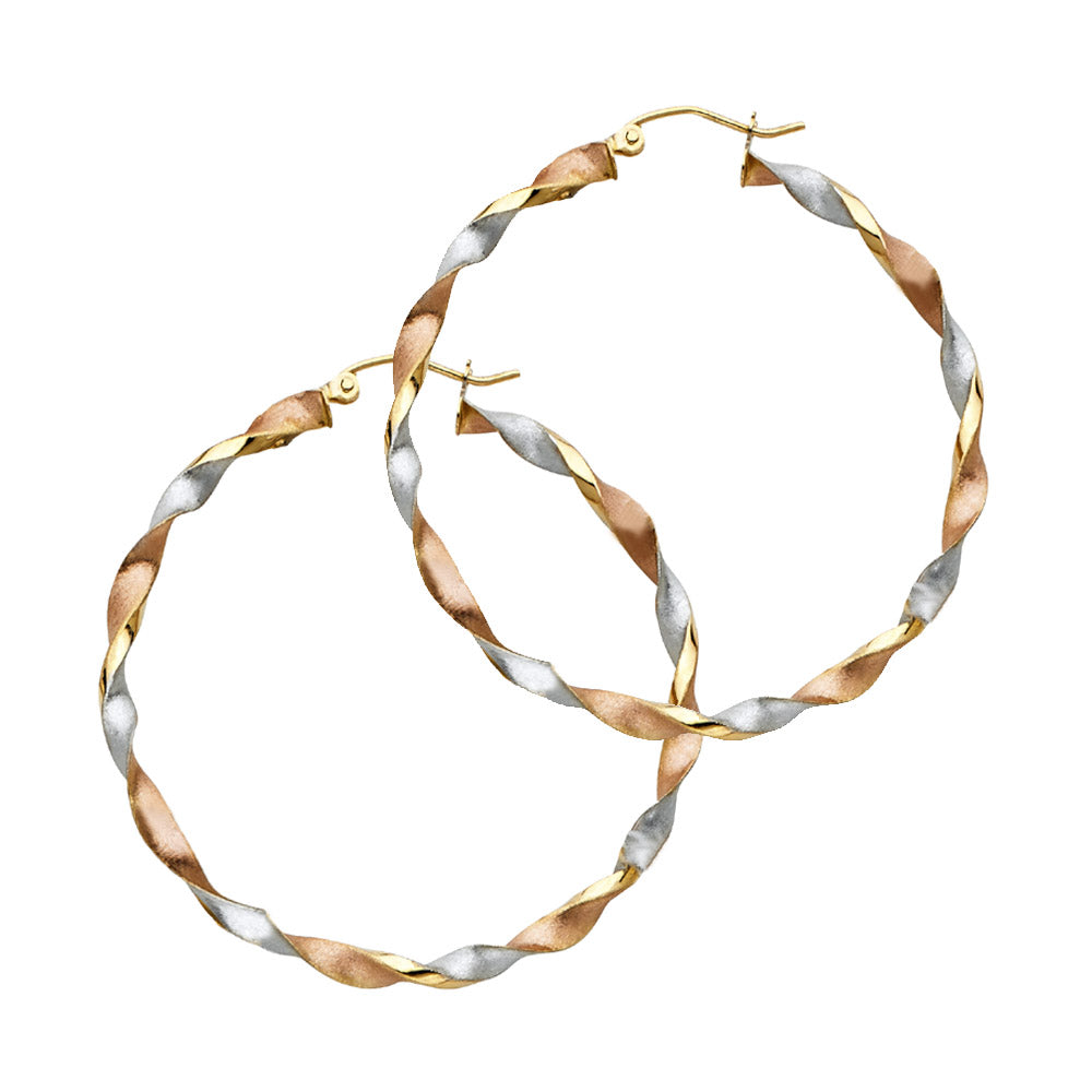 14K Yellow Gold Basic & Fancy Hoop Earring - ER744