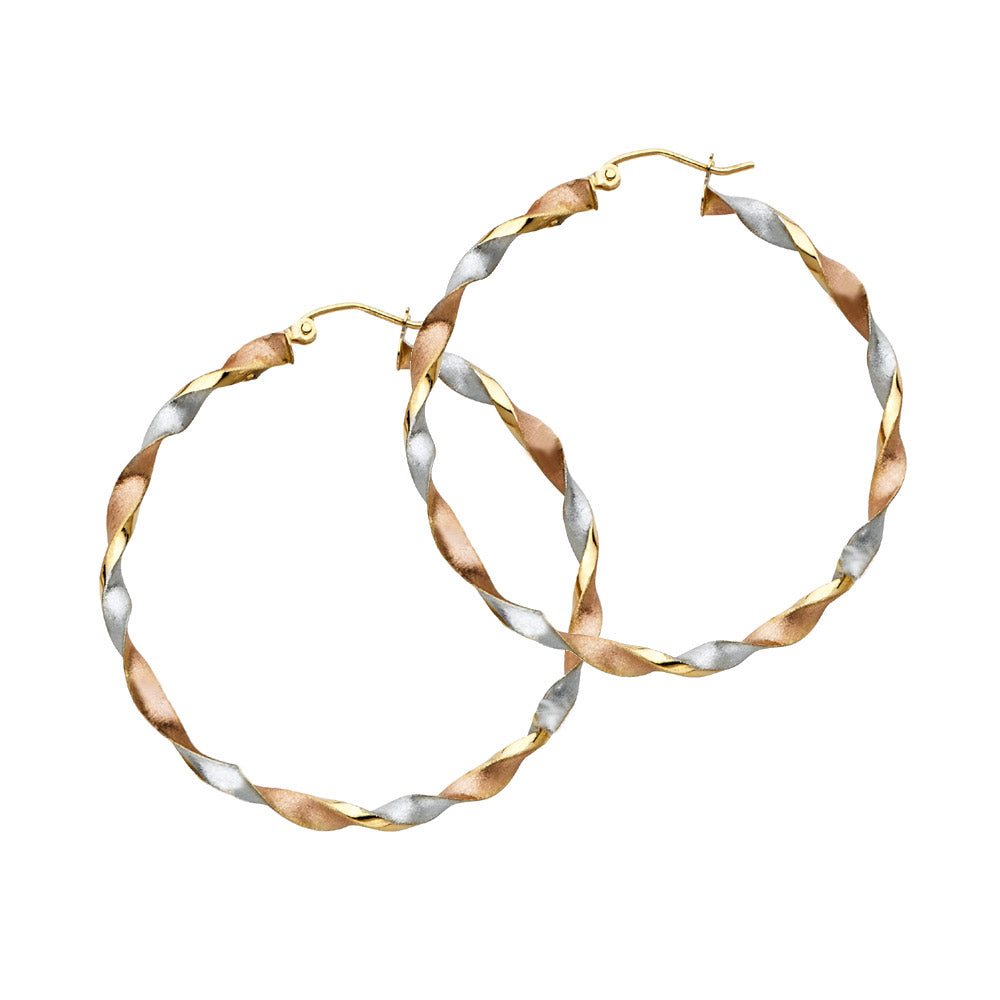 14K Yellow Gold Basic & Fancy Hoop Earring - ER745