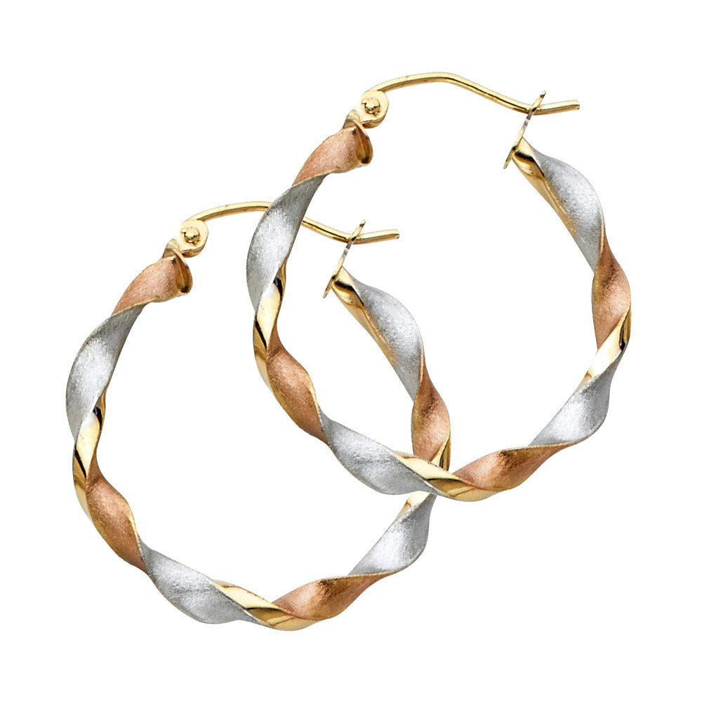 14K Yellow Gold Basic & Fancy Hoop Earring - ER746