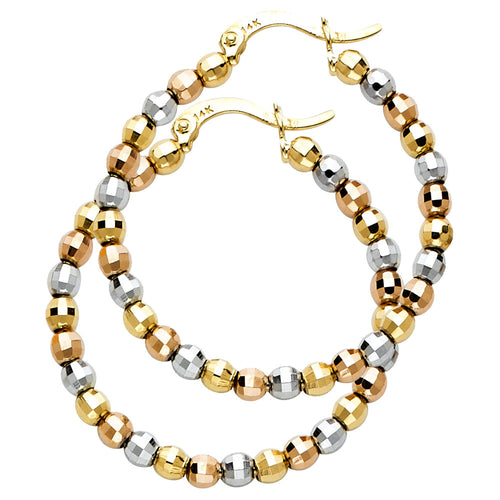 14K Tri Color Ball, 3 Color & Fancy Earring - ER749