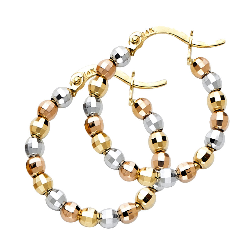 14K Tri Color Ball, 3 Color & Fancy Earring - ER751