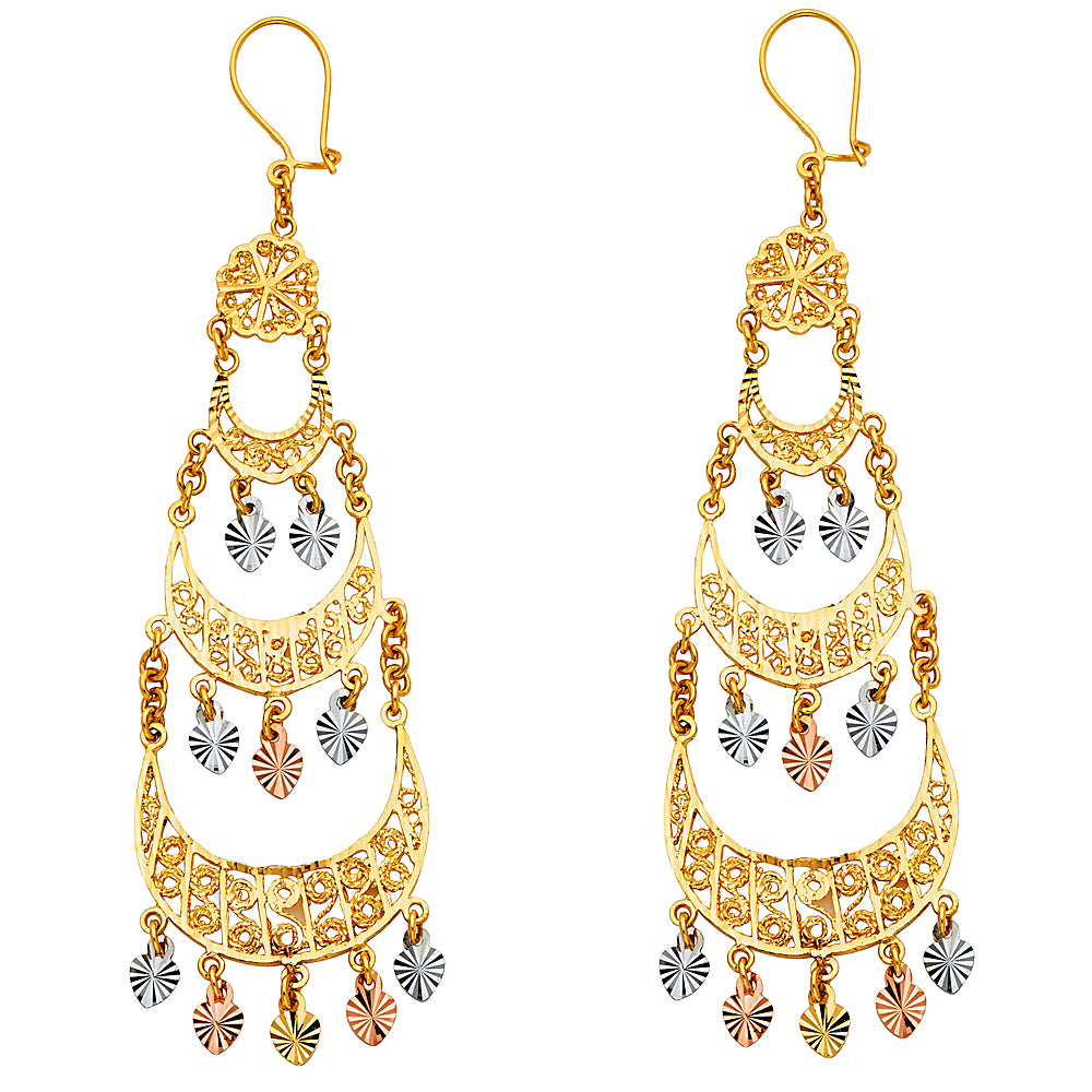 14K Yellow Gold Teardrop & Chandelier Earring - ER881