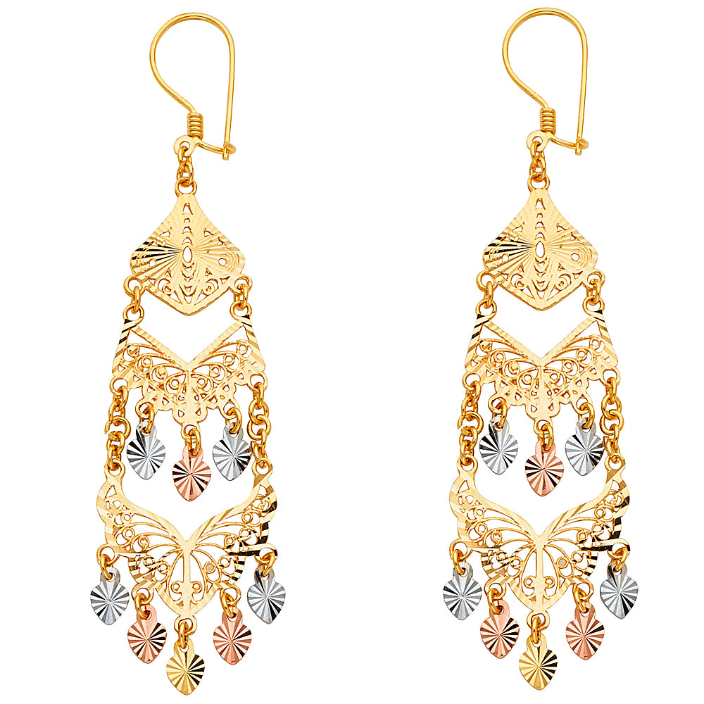 14K Yellow Gold Teardrop & Chandelier Earring - ER882