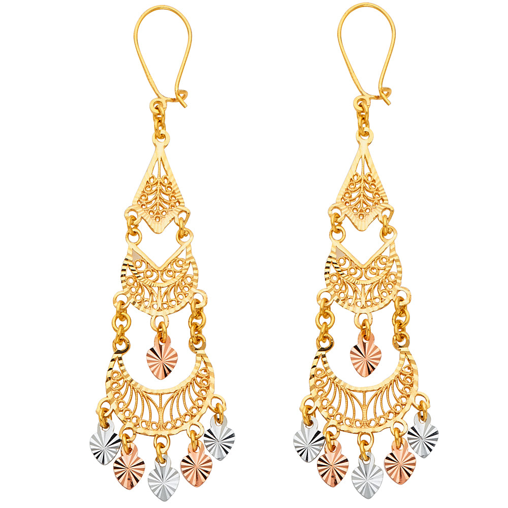 14K Yellow Gold Teardrop & Chandelier Earring - ER883