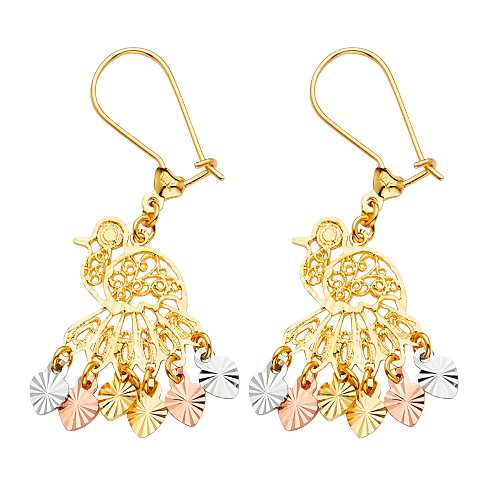 14K Yellow Gold Teardrop & Chandelier Earring - ER884