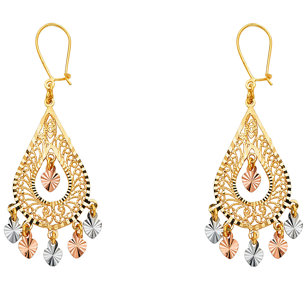 14K Yellow Gold Teardrop & Chandelier Earring - ER886