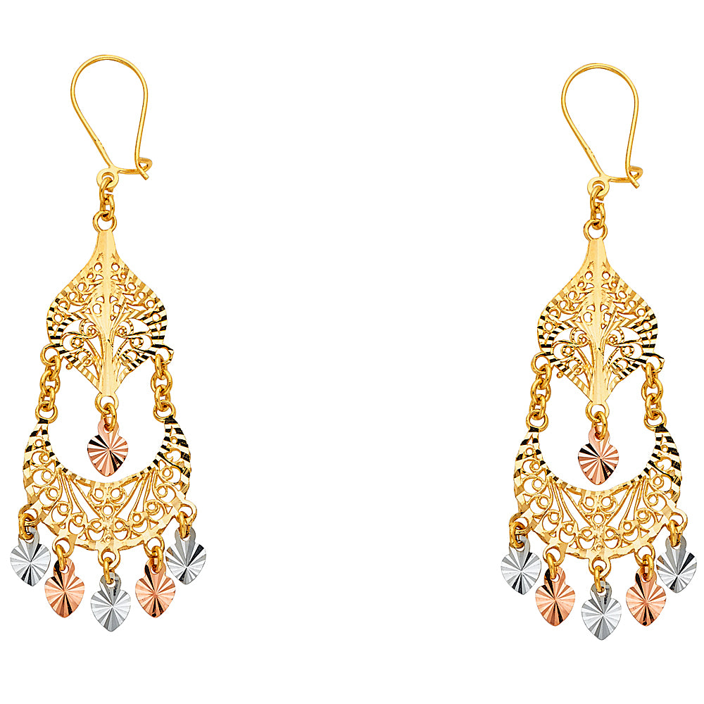 14K Yellow Gold Teardrop & Chandelier Earring - ER887